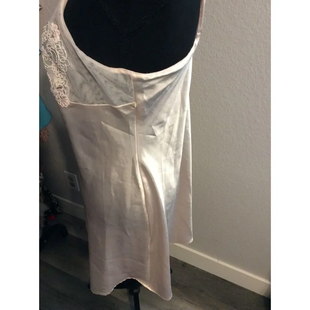 Soft Pink Slip Chemise Nightgown Dress M Lace Bodice Intimate Linea Donatella